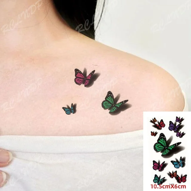 Waterproof Temporary Tattoo Sticker ins Butterfly black white sexy Body Art flash tatoo fake tatto for Women Men