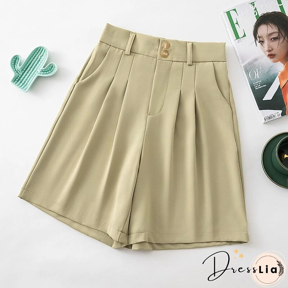 Fashion High Waist Solid Suit Shorts Summer Loose Casual Korean Woman Pants Elegant Elastic All-match Shorts For Lady Office New