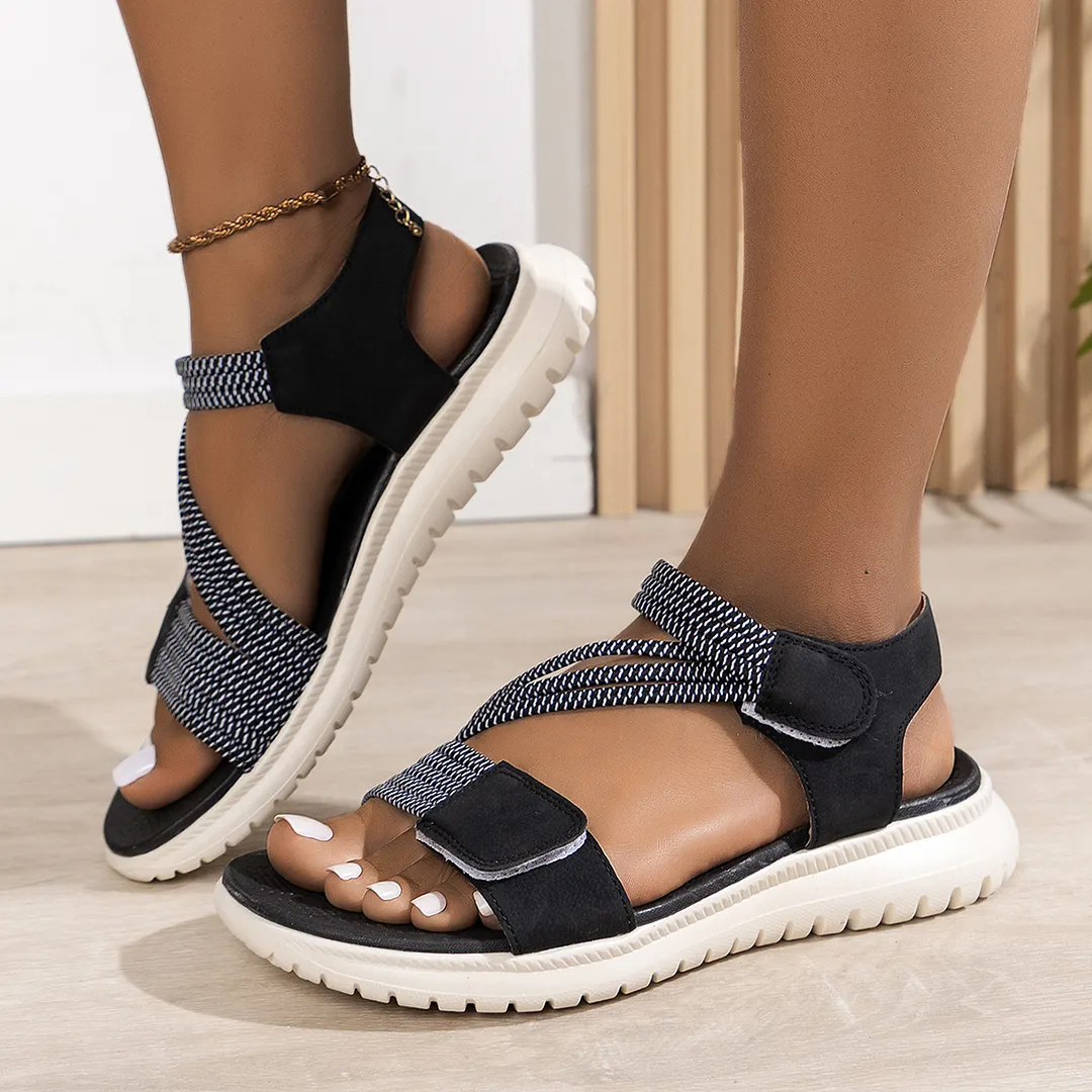 Yyvonne 2025 Sandals Women's Large-Size Car Sewing Slopes And Casual Magic Sandals