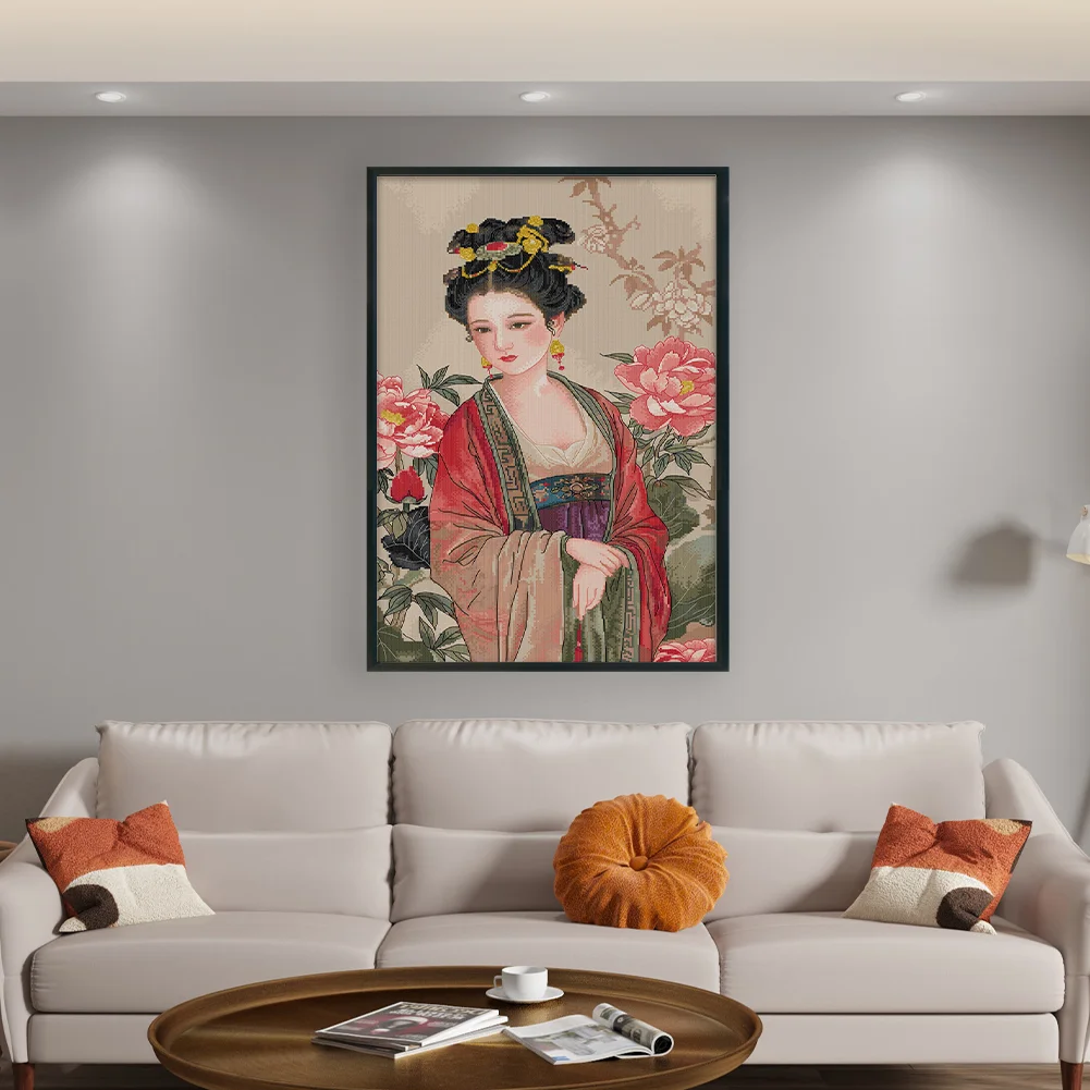 14CT Full Stamped Cross Stitch - Lady(Canvas|41*63CM)