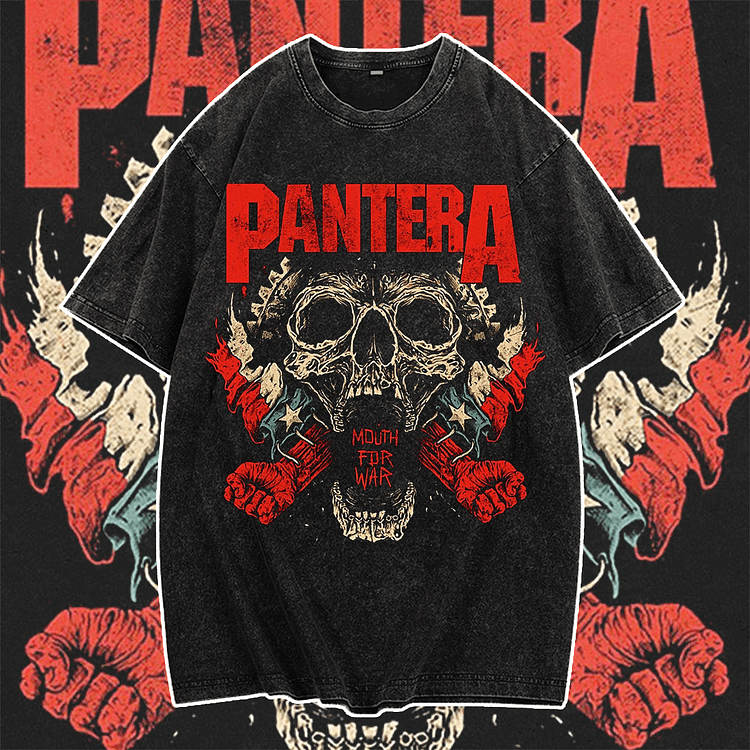 Davidhawaii100% Cotton Casual Vintage Trend Street Rock Skull T-Shirt - 100% Cotton