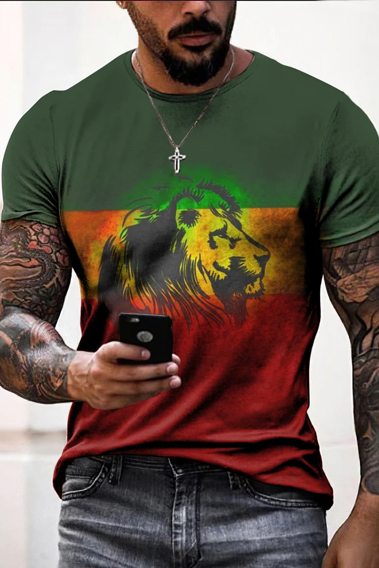Reggae Lion Men's Casual Short Sleeve T-Shirt