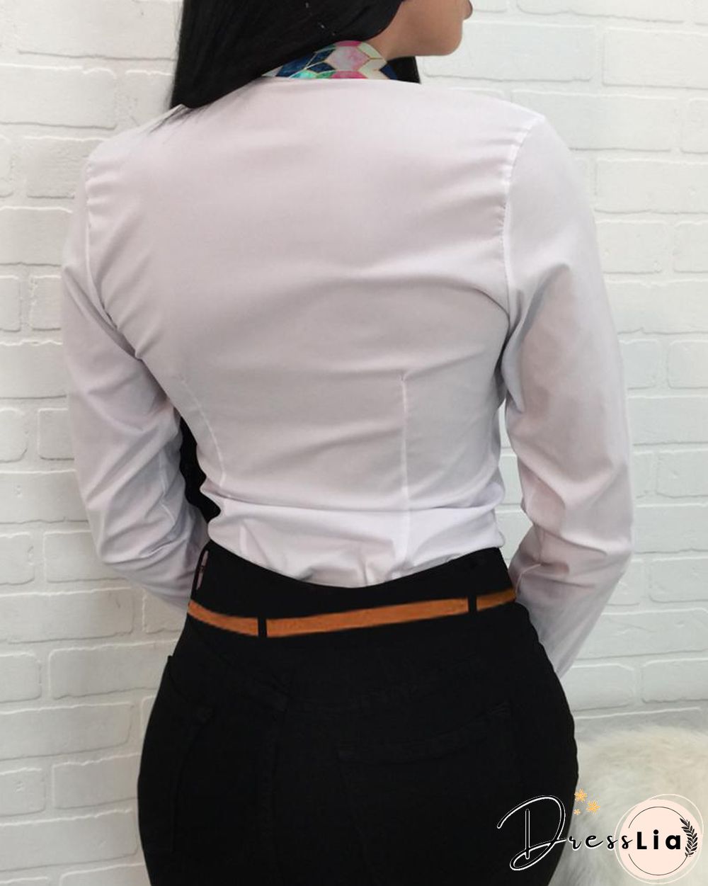 Colorblock Buttoned Up Long Sleeve Shirt P10930