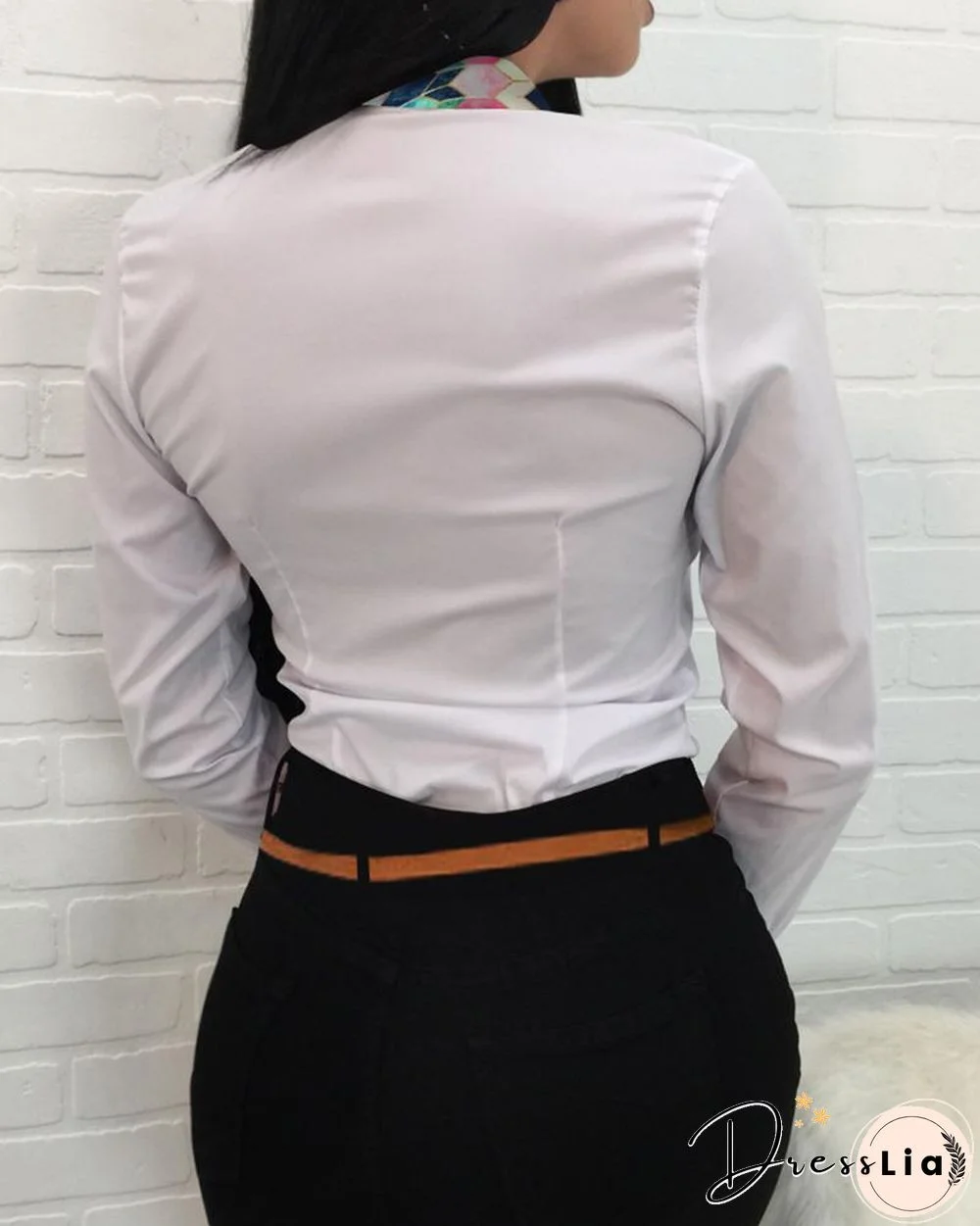 Colorblock Buttoned Up Long Sleeve Shirt P10930