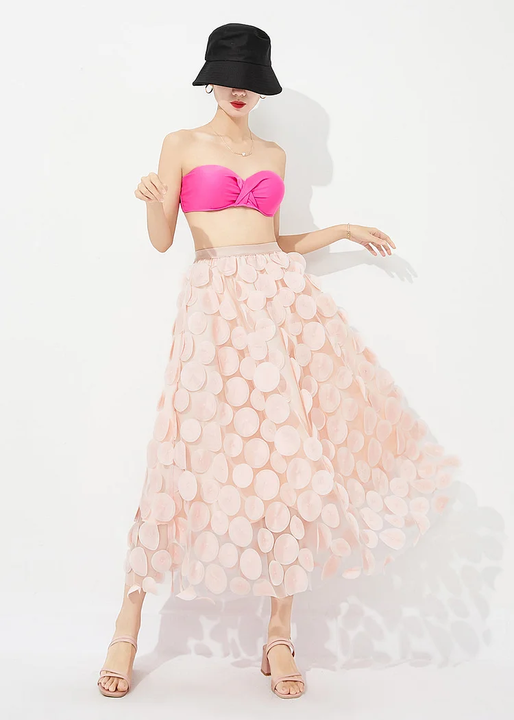 4.29Light Pink Tulle A Line Skirt Oversized Summer
