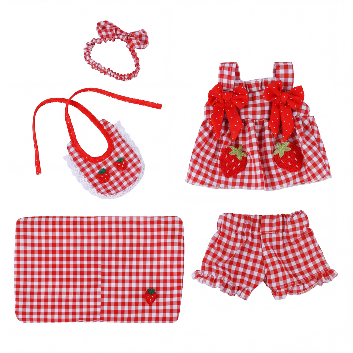 15-Inch Red Plaid Strawberry Five-Piece Set