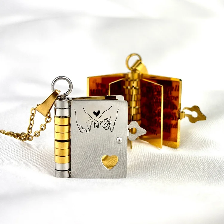 For Love - Two Wishes Book Necklace