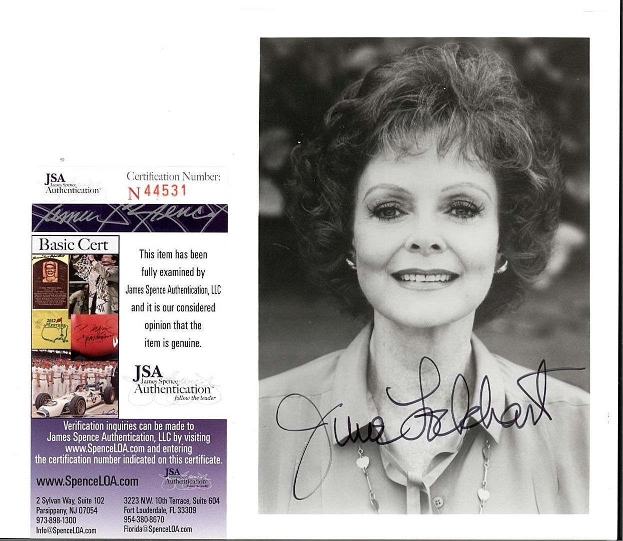 JUNE LOCKHART, ACTRESS, THE MOM IN LASSIE SIGNED 5X7JSA COA #N44531