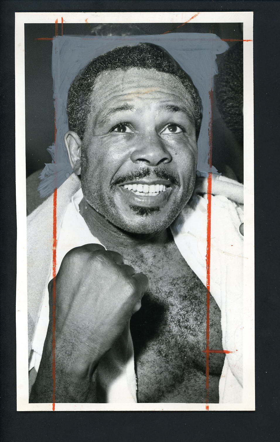 Archie Moore after defeating Giulio Rinaldi 1961 Press Wire Photo Poster painting Champion Boxer