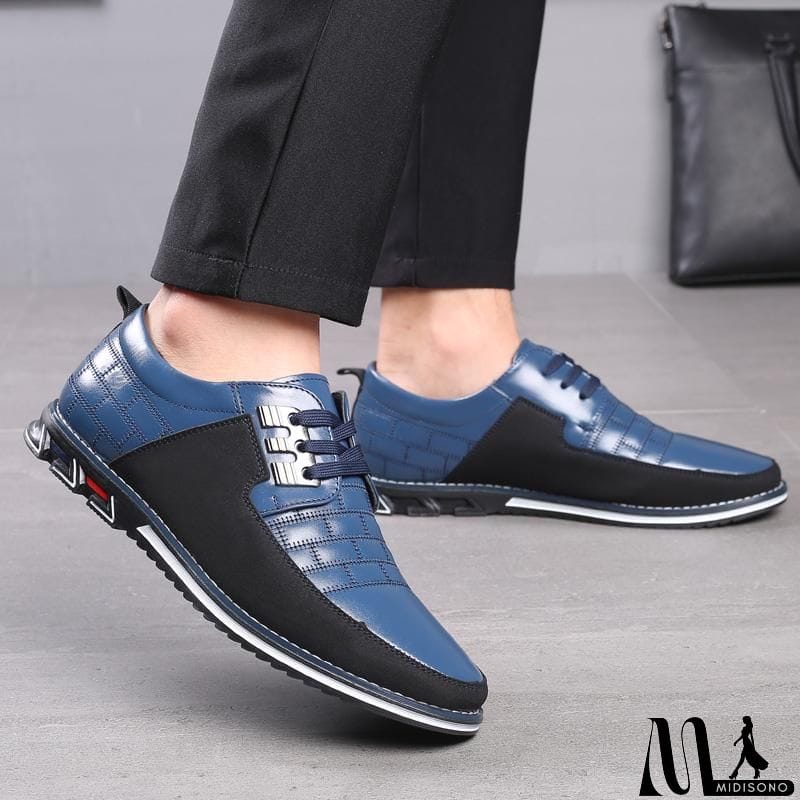 MidiSono - Men's Lace Up Microfiber Leather Shoes
