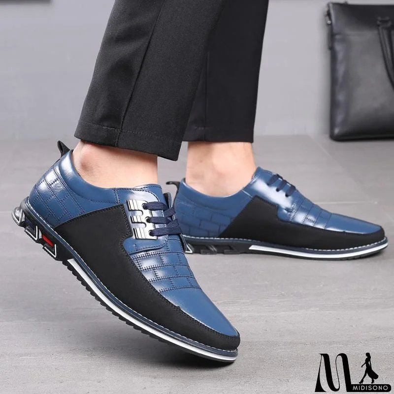 MidiSono - Men's Lace Up Microfiber Leather Shoes