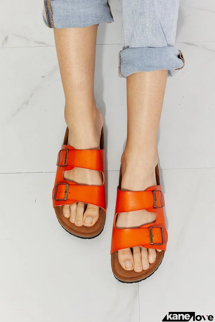 MMShoes Feeling Alive Double Banded Slide Sandals in Orange