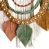 (Finished Product)Bohemian Handmade Leaf Wall Art No Drilling Handmade Craft Macrame Wall Decor Handmade Woven Leaf Tapestry for Apartment Living Room Bedroom Nursery Backdrop