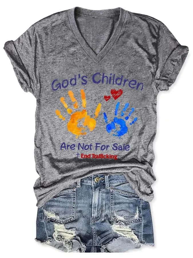 Women's Casual God'S Children Are Not For Sale Printed Short Sleeve T-Shirt socialshop