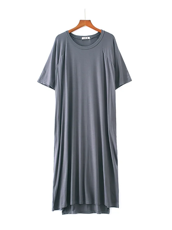 Modal Asymmetric Short Sleeve Loose Oversize Pajamas Dress