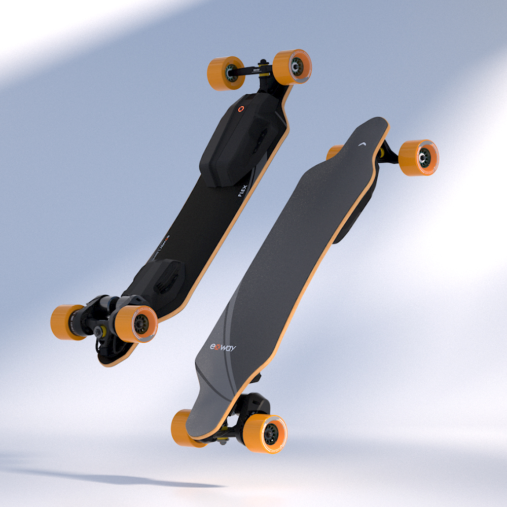 Exway Flex Electric Skateboard Longboard with Split Super Flex Deck ...