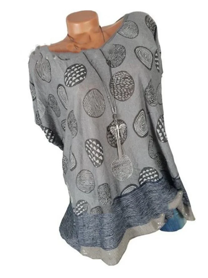 Women Polka Dots Blouses Casual Short Sleeve Blouses