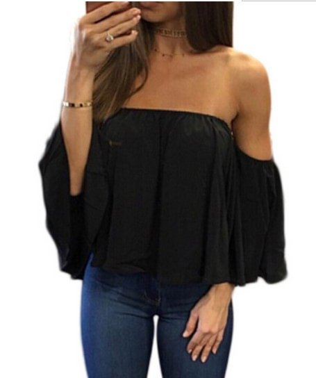 Women Summer Off Shoulder Chiffon Blouses Ruffles Short Sleeves Sexy Tops Casual T Shirts