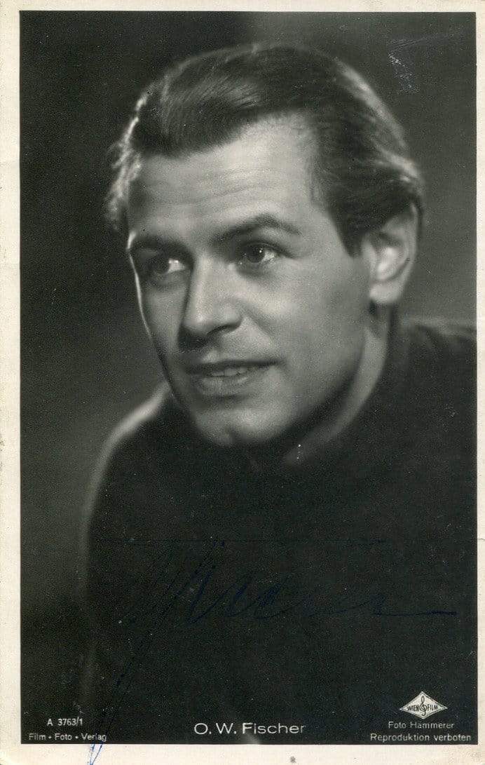 O. W. Fischer autograph, Austrian actor, vintage Photo Poster painting postcard signed