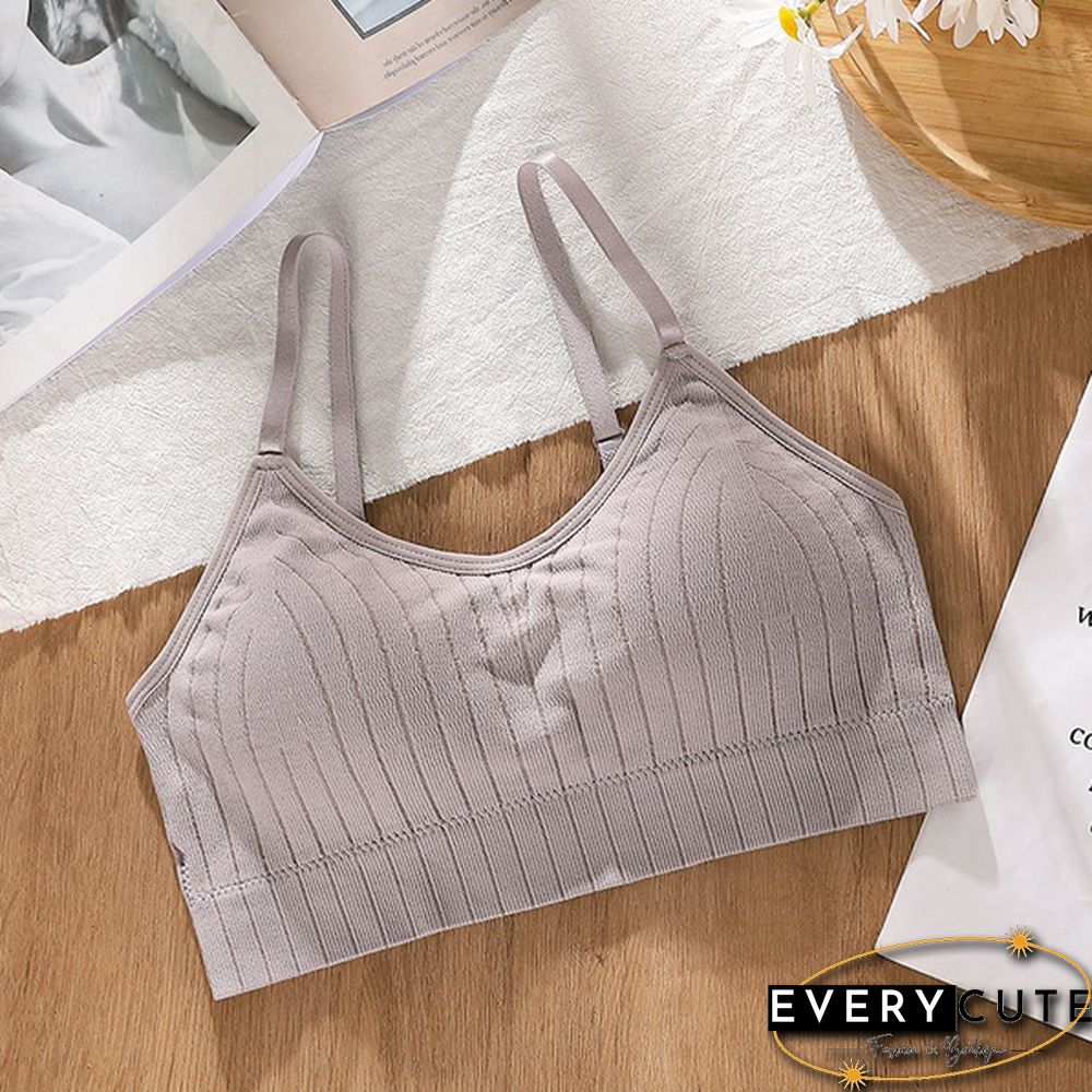 Women's Sleeveless Striped Bra Padded Tank Tops Spaghetti Strap Bralette Crop Top Tube Bras Seamless Tube Top