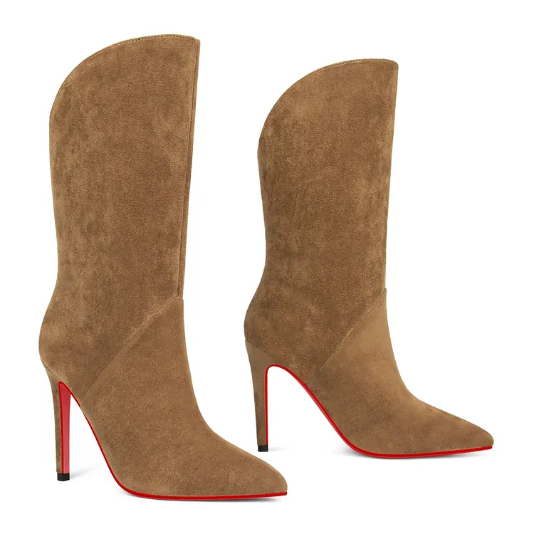 100mm  Women's  Mid-Calf High  Heel  Red Bottom  Boots VOCOSI VOCOSI