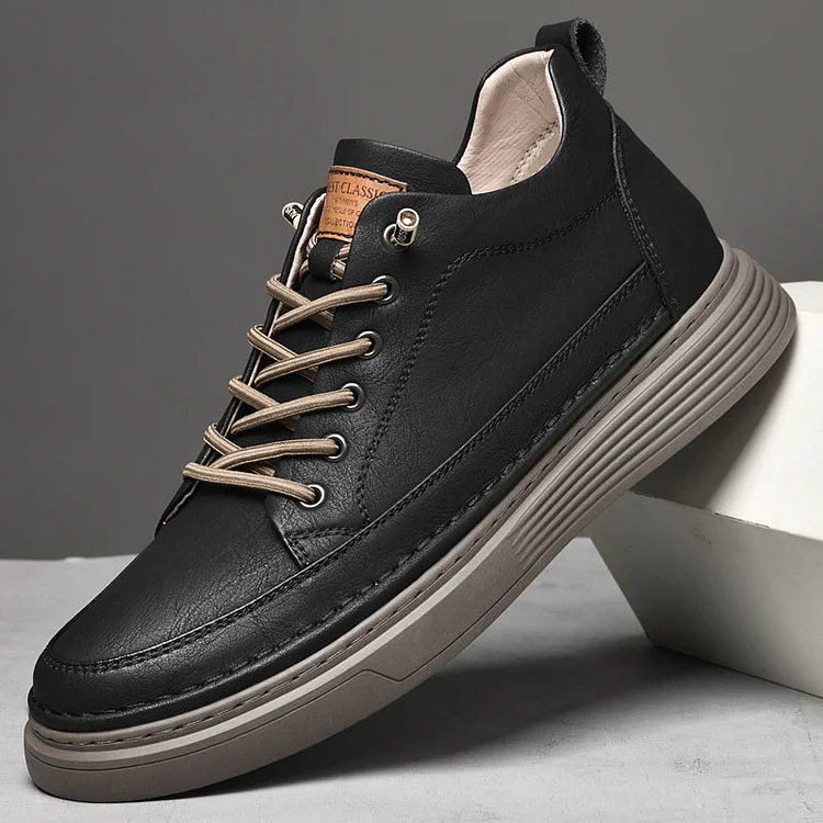 Genuine Leather Height Increase Men Sneakers Sport Shoes