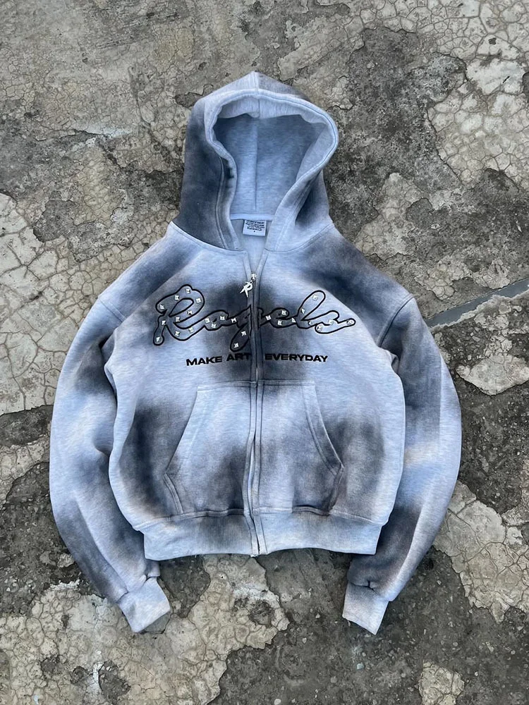 Athvotar Athvotar Old Tie Dye Gradient Senior Escroatistance Zipper Jacket Men And Women's Same Trend