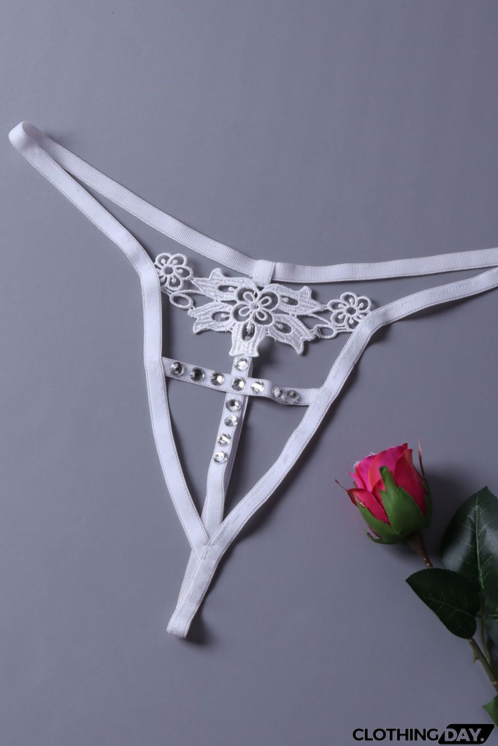 Timeless Elegance Peek-A-Boo Rhinestone G-string