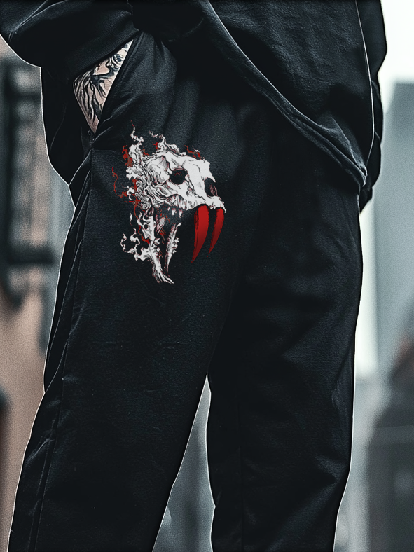 Art Print Track Pants Satanic Skull Demon Cerberus Totem Unisex Casual Sweatpants