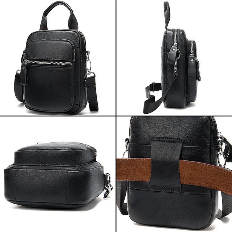 Men's Leather Crossbody Bag Simple Style Handbag Shoulder Bag