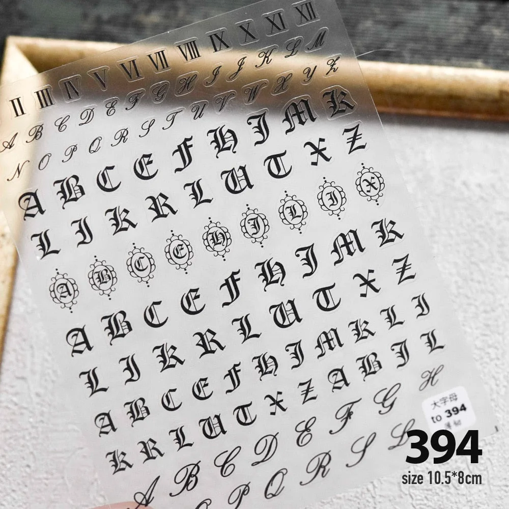 Angel Cross Wings Corpse Bride Nail Sticker 3D Engraved Nail Stickers Flower Rose Nail Art Decorations Nail Decals Design