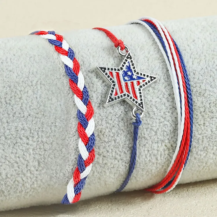 Independence Day Anniversary Braided Bracelet Set