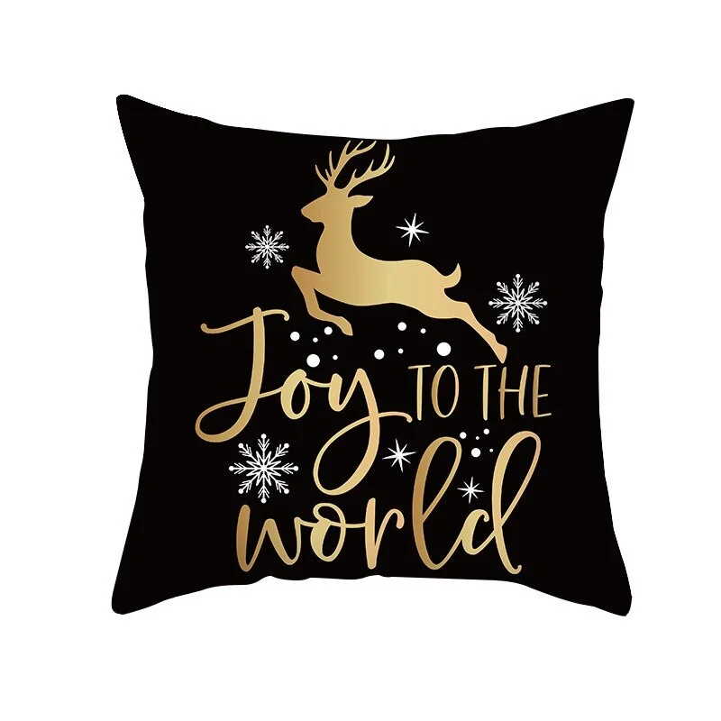 Black Gold Christmas Pillowcase Snowflake Elk Xmas Tree Pillow Merry Christmas Decoration for Home Navidad Present Noel 2021 New