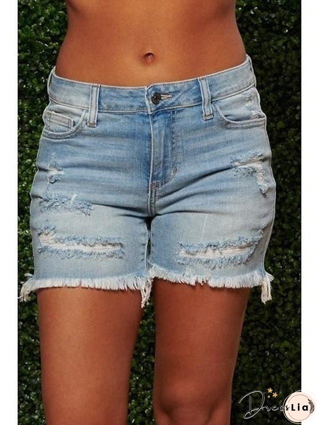 Womens Shorts Denim Light Blue Dark Grey Fashion Casual Weekend Side Pockets Short Comfort