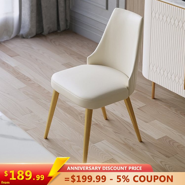Homemys Modern Upholstered Dining Chair PU Leather Dining Chair Metal