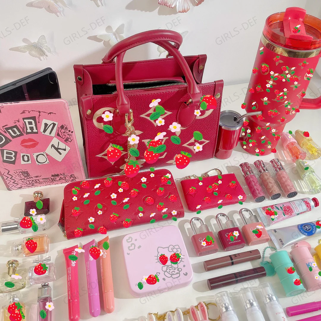 (RED) Jumbo Designer Totebag and Designer Beauty 42-IN-1 Set