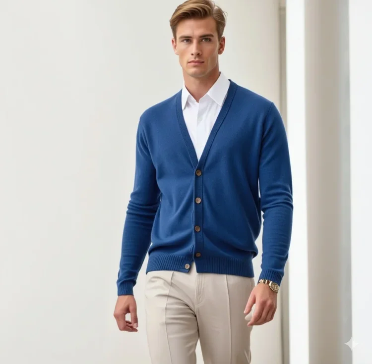 Men's Cardigan with V-Neck