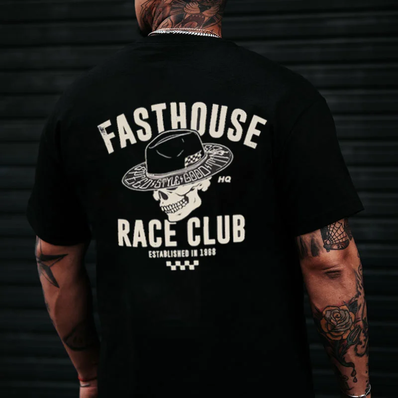 FASTHOUSE RACE CLUB Skull Black Print T-Shirt