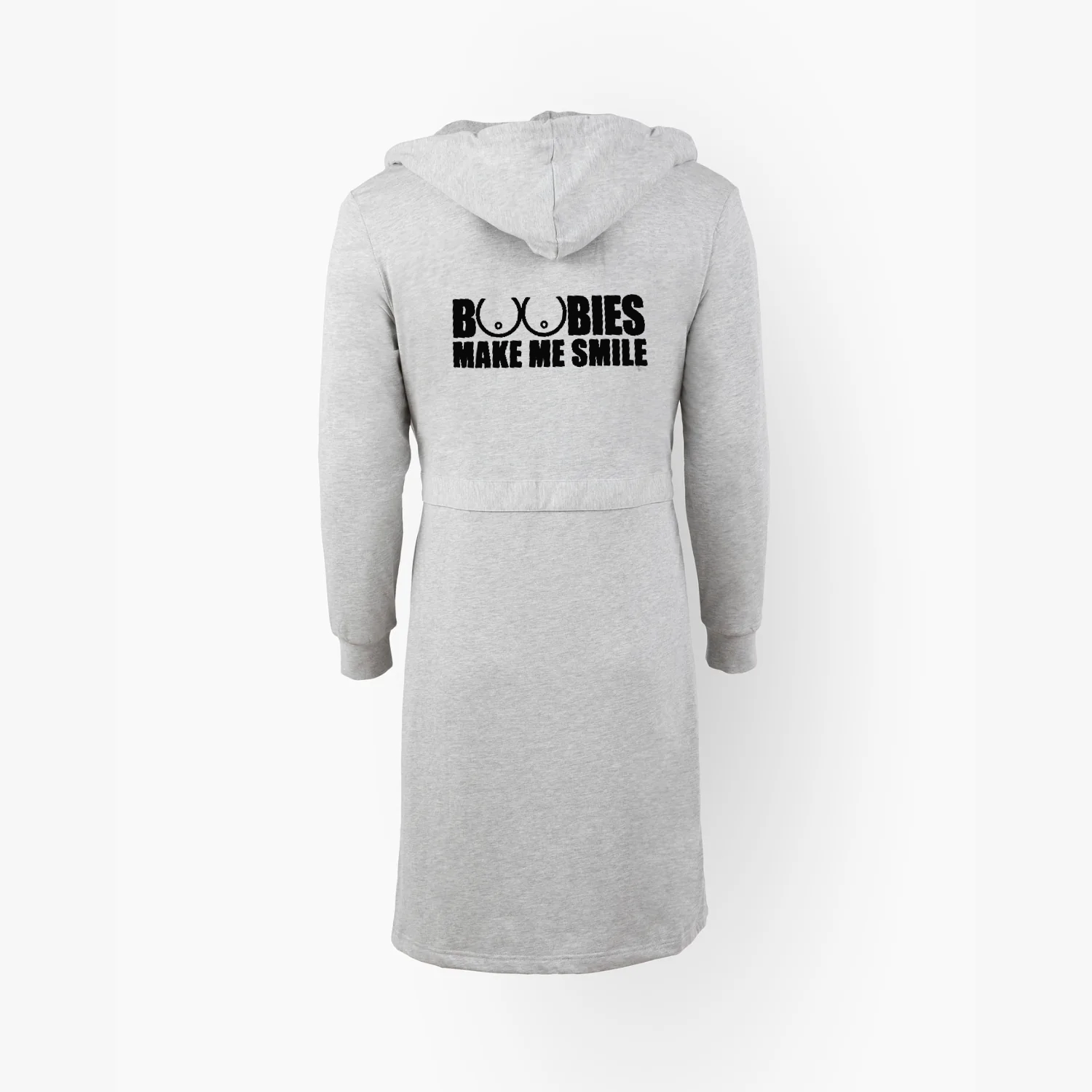 BOOBIES MAKE ME SMILE Graphic Print On Hooded Robe