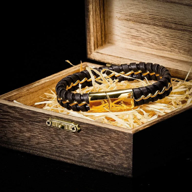 Coutureaura Vintage Braided Leather Odin Bracelet