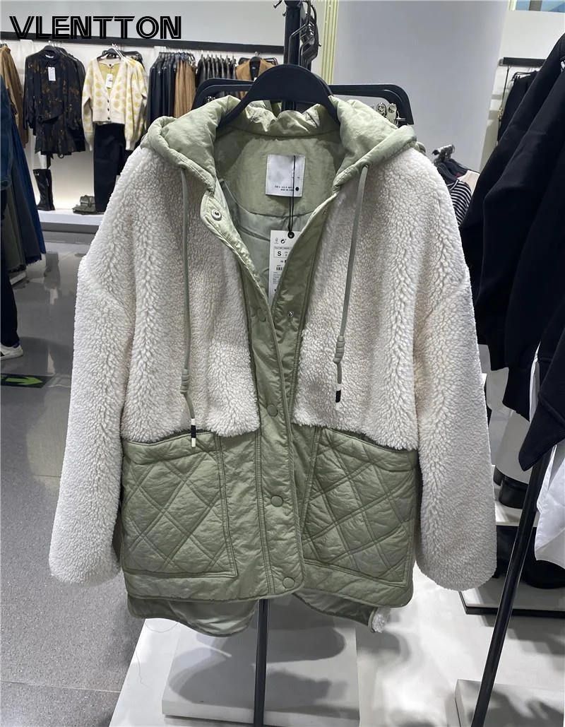 New Winter Women Parkas Hoody Jacket Fleece Lambs wool Coat Padded Outwear Female
