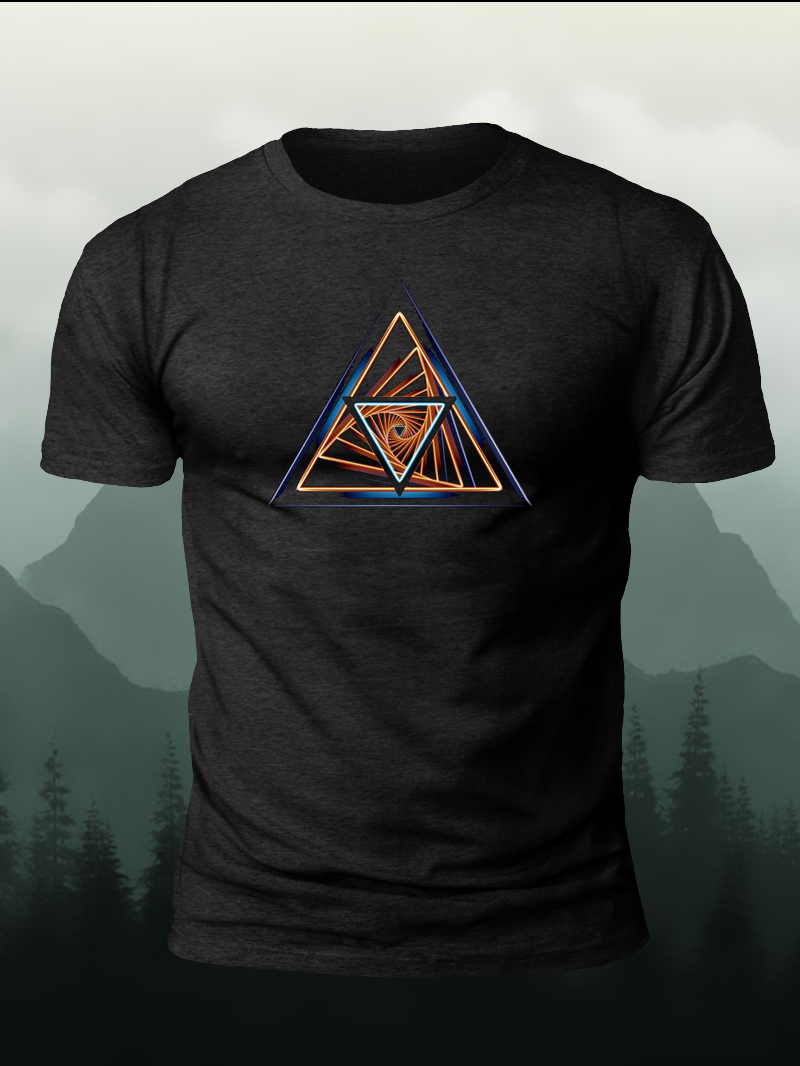 Sacred Geometry Triangle Print Short Sleeve T-Shirt