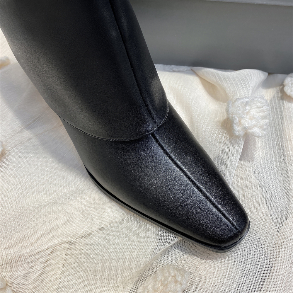 70mm Short Tube Block Heel Boots Black-vocosishoes