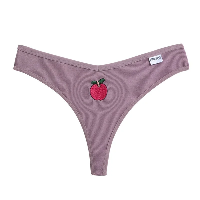 Fruit Embroidery Sexy Panties Cotton G-String Women Underwear Thong Female Lingerie Underpants T-Back Pantys Intimates Panties