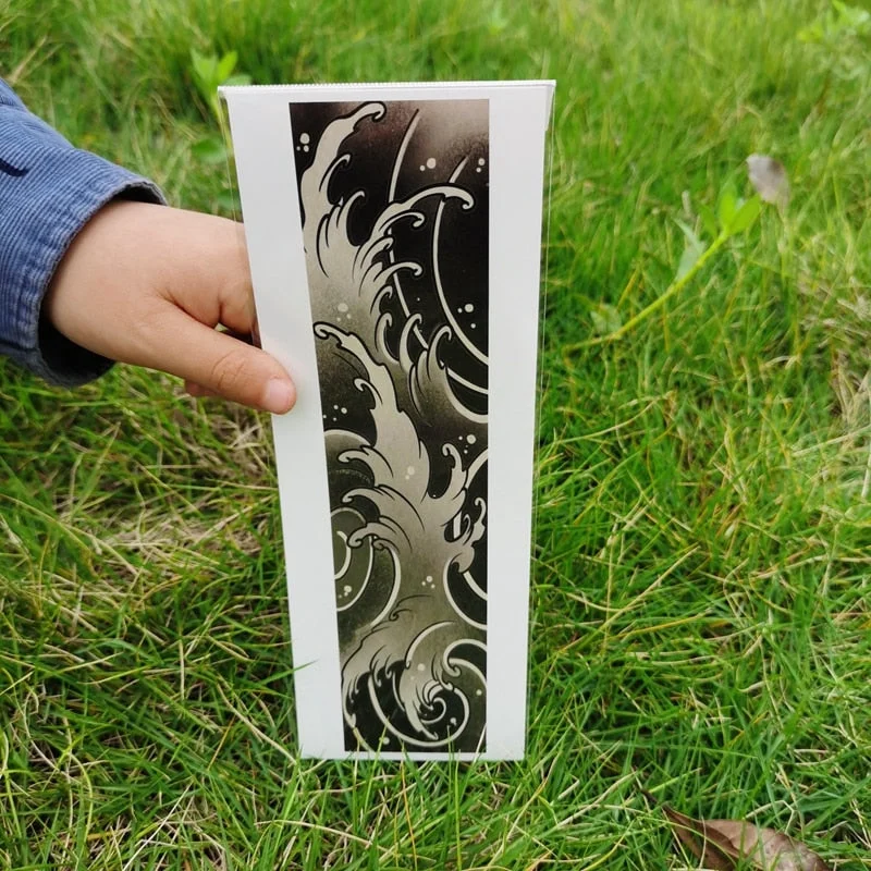 Waterproof Flower Arm Temporary Tattoo Sticker Chinese Wind Arm Ring Wave Art Dec Fake Tattoo Men Women Foot Ring Tattoo Sticker
