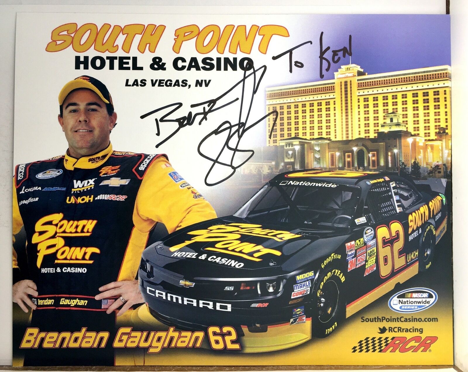 Brendan Gaughan Signed 8.5x11 Photo Poster painting Promo Hero Card Postcard NASCAR  SHIP Au