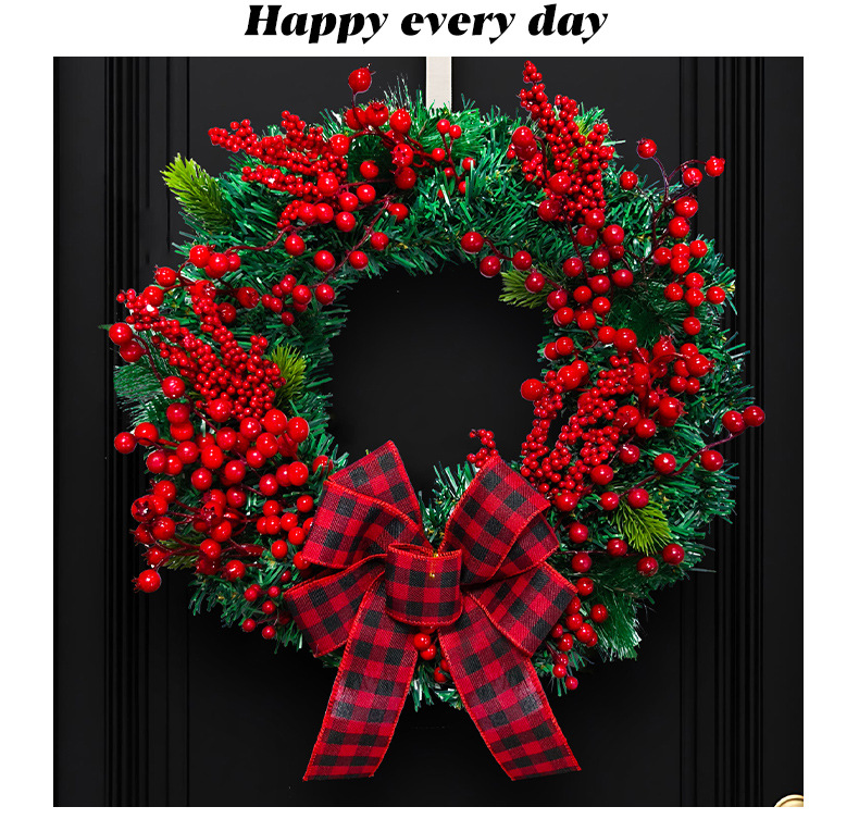 Tegooe Classic Red Plaid Bow Christmas Wreath - 16 Inch