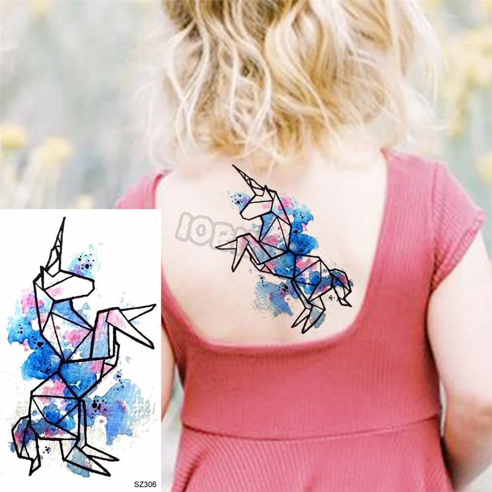 Colorful Hummingbird Small Temporary Tattoos For Women Girls Lavender Plum Blossom Fake Tattoo Sticker Wedding Neck Tatoos Ear