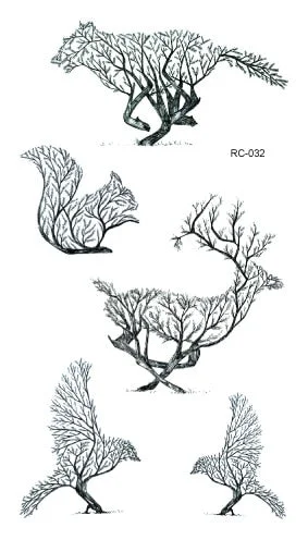 25 Different Waterproof Temporary Tattoo Stickers Fawn Deer Head Fake Tatto Geometric Animal Flash Hand Tatoo For Women Men