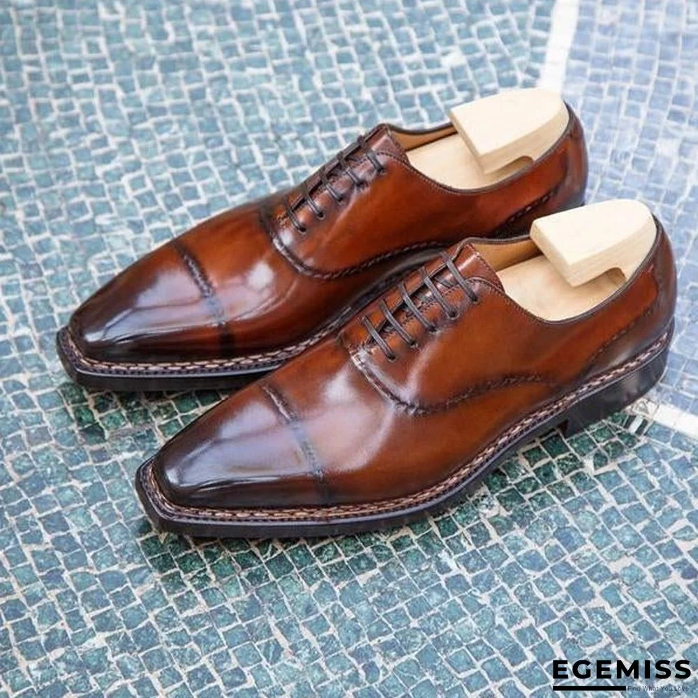 Gradient Color Effect Hand Painted Oxford Shoes Leather Shoes | EGEMISS